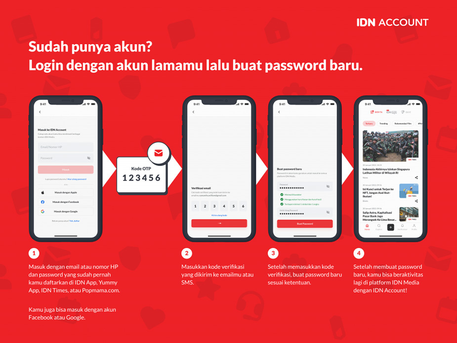 Cara masuk IDN Account, perlu ganti password dulu