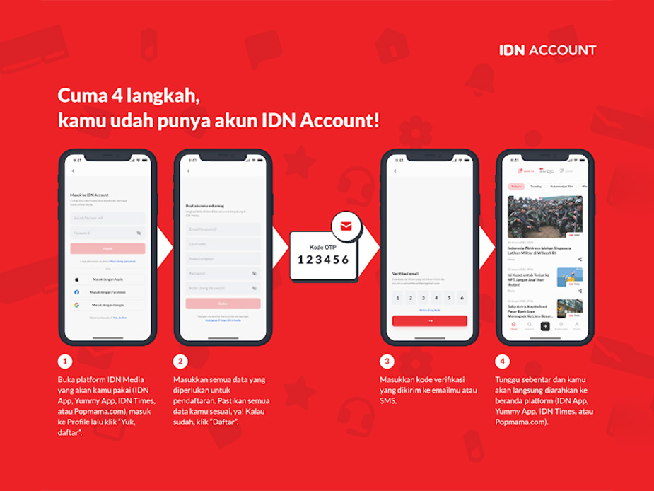 Kalau belum punya akun, kamu bisa buat IDN Account di IDN App